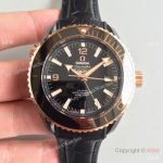 Swiss Replica Omega Seamaster Planet Ocean Deep Black GMT Ceramic & Rose Gold Watch